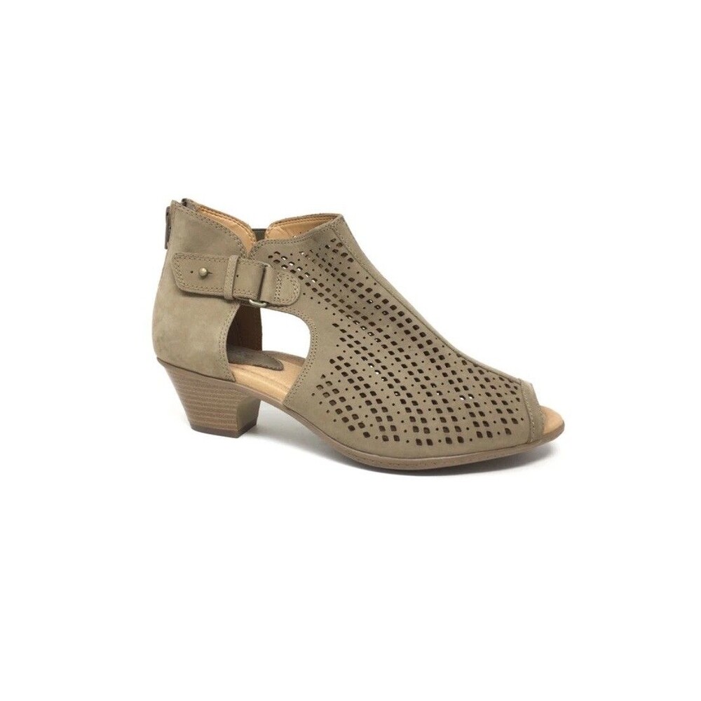 NEW Earth Keri Sandals Booties Size 8 B Taupe Beige Leather Zip Up